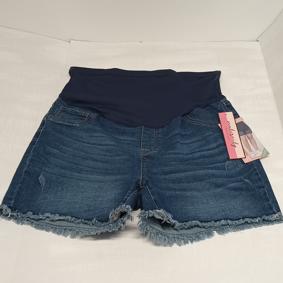 simple Society Pants - Simple Society| Maternity plus size shorts 1X distressed frayed hem denim NWT.